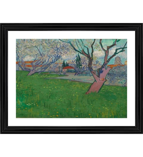 Orchards in Blossom 1889 Painting With Wood Photo Frame (Multicolor)