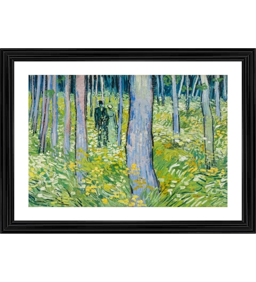 Two Lovers & Undergrowth 1886 Painting With Wood Photo Frame (Multicolor)