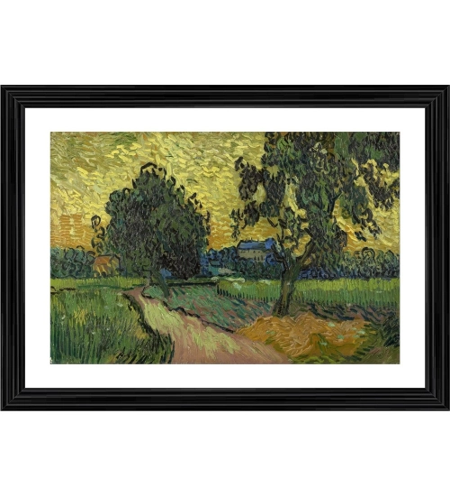 Landscape at Twilight 1890 Painting With Wood Photo Frame (Multicolor)