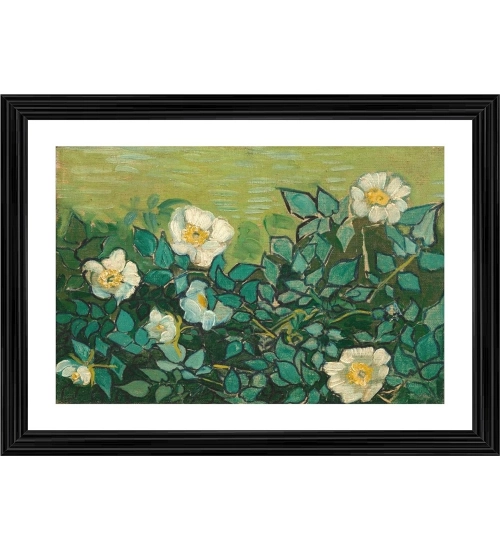 Wild Roses 1889 Painting With Wood Photo Frame (Multicolor)