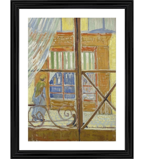 View of a Butchers Shop 1888 Painting With Wood Photo Frame (Multicolor)