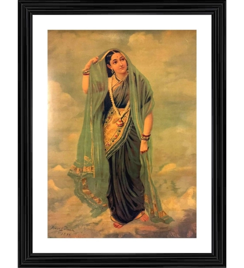 Rambha 1896 Painting With Wood Photo Frame (Multicolor)