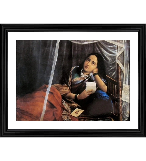 Disappointed Woman in Love 1887 Painting With Wood Photo Frame (Multicolor)