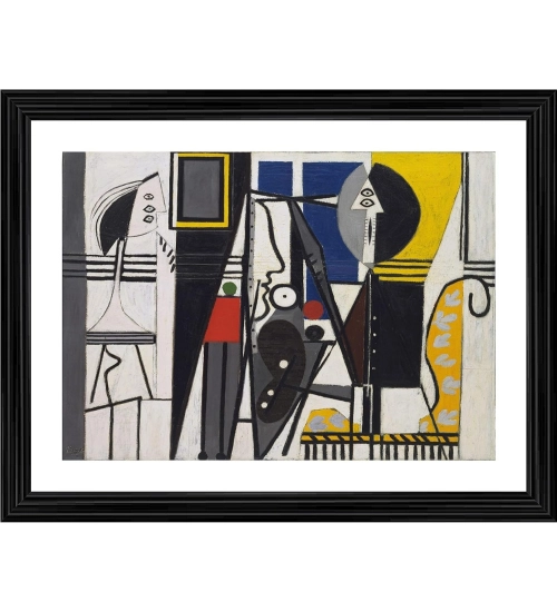 Painter and Model 1928 Painting With Wood Photo Frame (Multicolor)