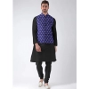 Men's Jacquard Printed Full Sleeve Waistcoat (Blue)