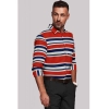 Men's Cotton Blended Striped Full Sleeve Shirt (Red-Blue)