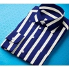 Men's Cotton Blended Striped Full Sleeve Shirt (White-Blue) Men's Cotton Blended Striped Full Sleeve Shirt (White-Blue)