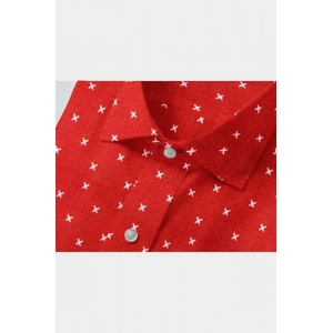 Generic Men's Cotton Blended Printed Full Sleeve Shirt (Red)