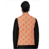 Men's Jacquard Printed Full Sleeve Waistcoat (Orange)
