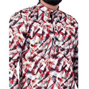 Generic Men's Cotton Blended Printed Full Sleeve Shortkurta (Multicolor)