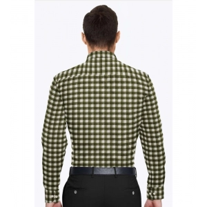 Generic Men's Cotton Blended Checked Full Sleeve Shirt (White-Green)