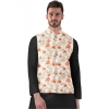 Men's Jacquard Printed Full Sleeve Waistcoat (Orange-Beige) Men's Jacquard Printed Full Sleeve Waistcoat (Orange-Beige)
