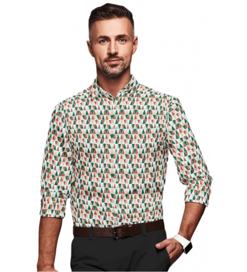 Men's Cotton Blended Printed Full Sleeve Shirt (Multicolor)