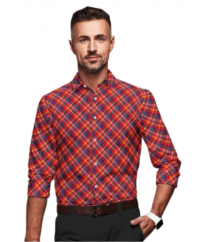 Men's Cotton Blended Checked Full Sleeve Shirt (Red)