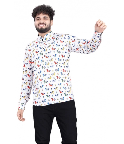 Men's Cotton Blended Printed Full Sleeve Shortkurta (Multicolor)