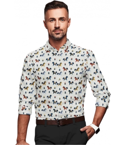 Men's Cotton Blended Printed Full Sleeve Shirt (Multicolor)