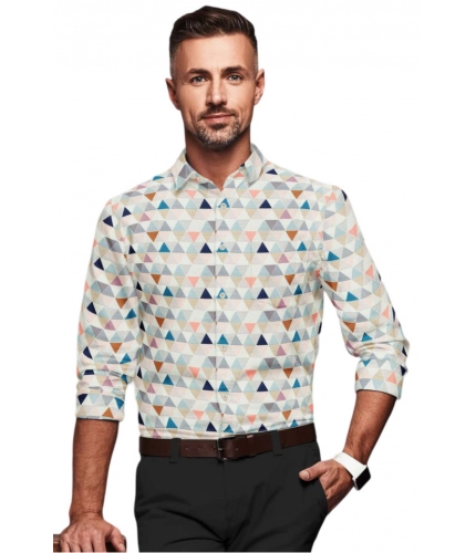 Men's Cotton Blended Printed Full Sleeve Shirt (Multicolor)
