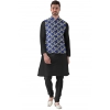 Men's Jacquard Printed Full Sleeve Waistcoat (Blue)