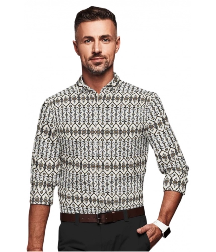 Men's Cotton Blended Printed Full Sleeve Shirt (Multicolor)