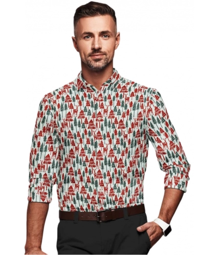 Men's Cotton Blended Printed Full Sleeve Shirt (Multicolor)