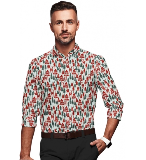 Men's Cotton Blended Printed Full Sleeve Shirt (Multicolor)