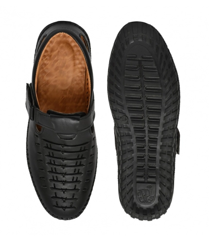 Men's Faux Leather Sandal (Black)