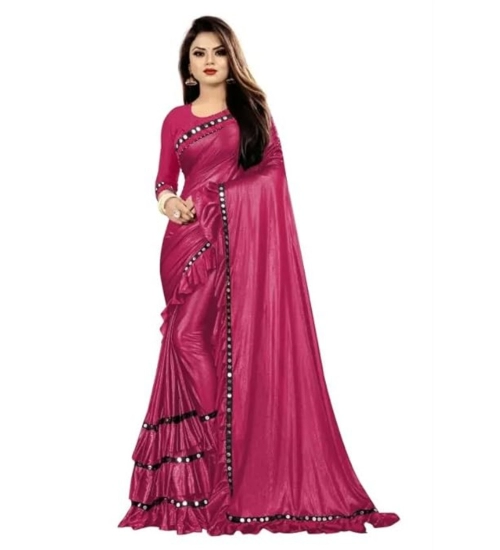 Women's Malai Lining Solid Saree With Unstitched Blouse (Maroon, 5.5 Mtr)
