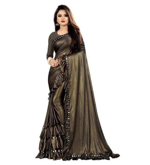 Women's Malai Lining Solid Saree With Unstitched Blouse (Coffee, 5.5 Mtr)