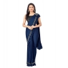Women's Lycra Solid Saree With Unstitched Blouse (Nay Blue, 5.5 Mtr) Women's Lycra Solid Saree With Unstitched Blouse (Nay Blue, 5.5 Mtr)