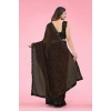 Women's Lycra Floral Saree With Unstitched Blouse (Brown, 5.5 Mtr)