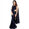 Women's Lycra Floral Saree With Unstitched Blouse (Blue, 5.5 Mtr) Women's Lycra Floral Saree With Unstitched Blouse (Blue, 5.5 Mtr)