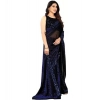Women's Lycra Floral Saree With Unstitched Blouse (Blue, 5.5 Mtr) Women's Lycra Floral Saree With Unstitched Blouse (Blue, 5.5 Mtr)