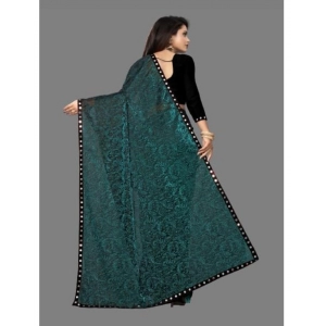 Generic Women's Lycra Solid Saree With Unstitched Blouse (Green, 5.5 Mtr)