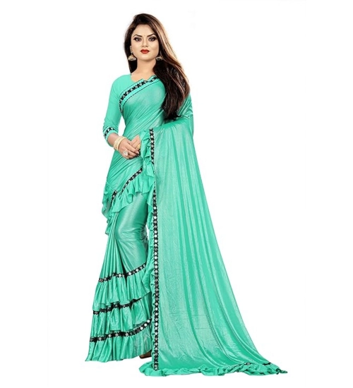 Women's Malai Lining Solid Saree With Unstitched Blouse (Rama, 5.5 Mtr)