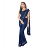 Women's Lycra Solid Saree With Unstitched Blouse (Nay Blue, 5.5 Mtr) Women's Lycra Solid Saree With Unstitched Blouse (Nay Blue, 5.5 Mtr)