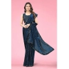 Women's Lycra Floral Saree With Unstitched Blouse (Blue, 5.5 Mtr) Women's Lycra Floral Saree With Unstitched Blouse (Blue, 5.5 Mtr)