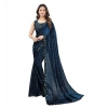 Women's Lycra Floral Saree With Unstitched Blouse (Blue, 5.5 Mtr) Women's Lycra Floral Saree With Unstitched Blouse (Blue, 5.5 Mtr)