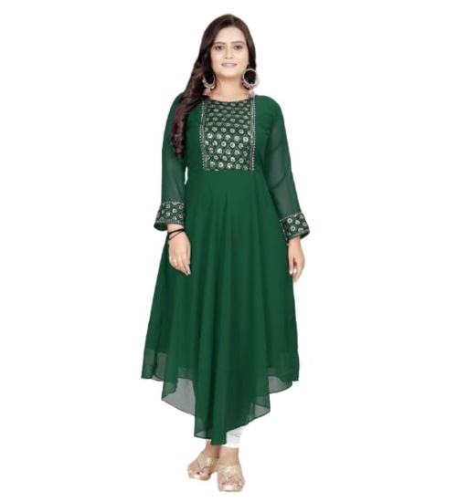 Women's Georgette Embroidered Kurti (Green)