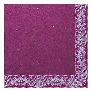 Generic Women's Velvet Embroidered Saree With Unstitched Blouse (Pink, 5.5 Mtr)
