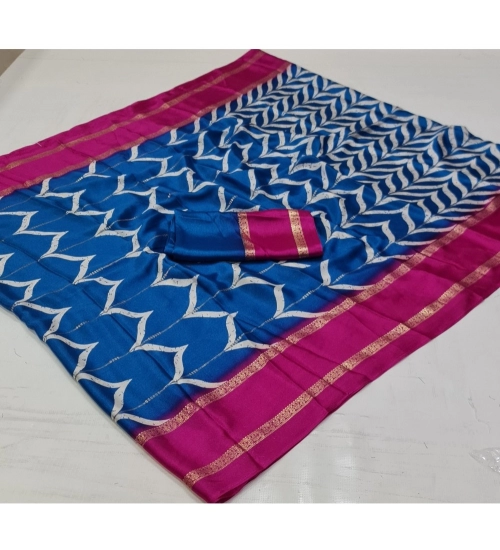 Women's Cotton Printed Saree With Unstitched Blouse (Multicolor, 5-5 Mtrs)