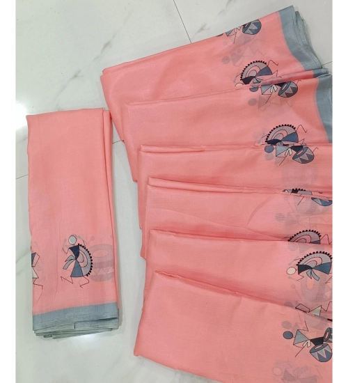 Women's Cotton Silk Printed Saree With Unstitched Blouse (Multicolor, 5-5 Mtrs)