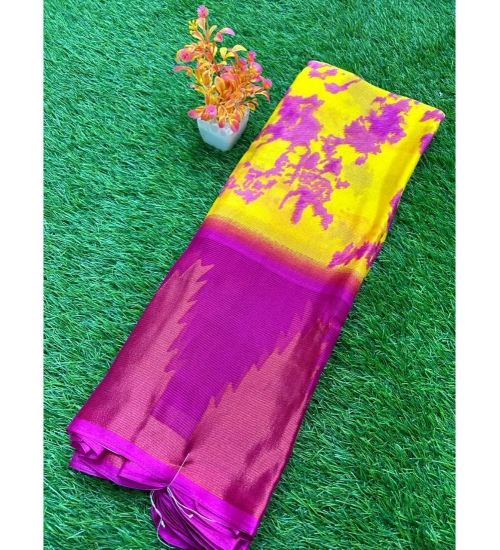 Women's Chiffon Printed Saree With Unstitched Blouse (Pink, 5-5 Mtrs)