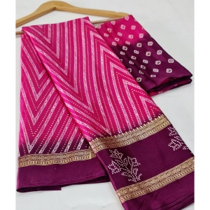 Generic Women's Cotton Printed Saree With Unstitched Blouse (Pink, 5-5 Mtrs)