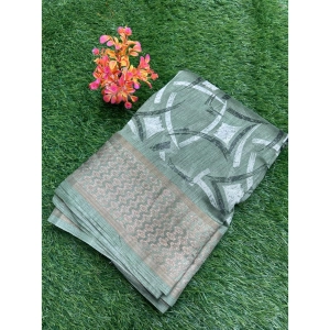 Generic Women's Cotton Printed Saree With Unstitched Blouse (Green, 5-5 Mtrs)