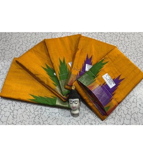 Women's Tussar Silk Printed Saree With Unstitched Blouse (Yellow, 5-5 Mtrs)