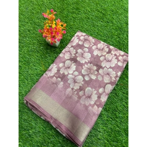 Generic Women's Cotton Printed Saree With Unstitched Blouse (Pink, 5-5 Mtrs)