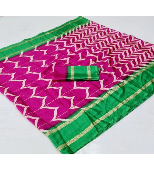 Women's Cotton Printed Saree With Unstitched Blouse (Pink, 5-5 Mtrs)