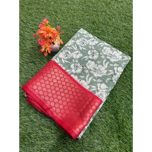 Generic Women's Cotton Blend Printed Saree With Unstitched Blouse (Mehendi, 5-5 Mtrs)