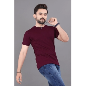 Generic Men's Casual Half Sleeve Cotton Round Neck T.Shirt (Wine)