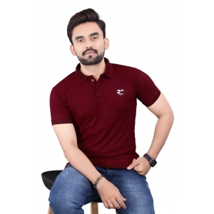 Generic Men's Casual Half Sleeve Poly Cotton Polo Neck T.Shirt (Wine)